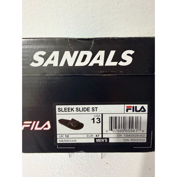Fila Mens Sleek Slide ST Sandals Black Size 13 Rubber Slip-On Comfort Style - Picture 6 of 10